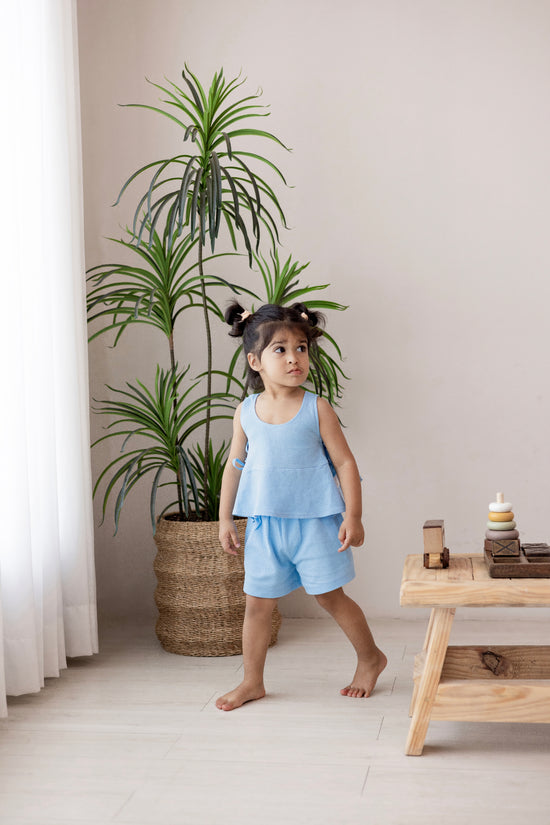 Bloom Top & Shorts Set - Blue