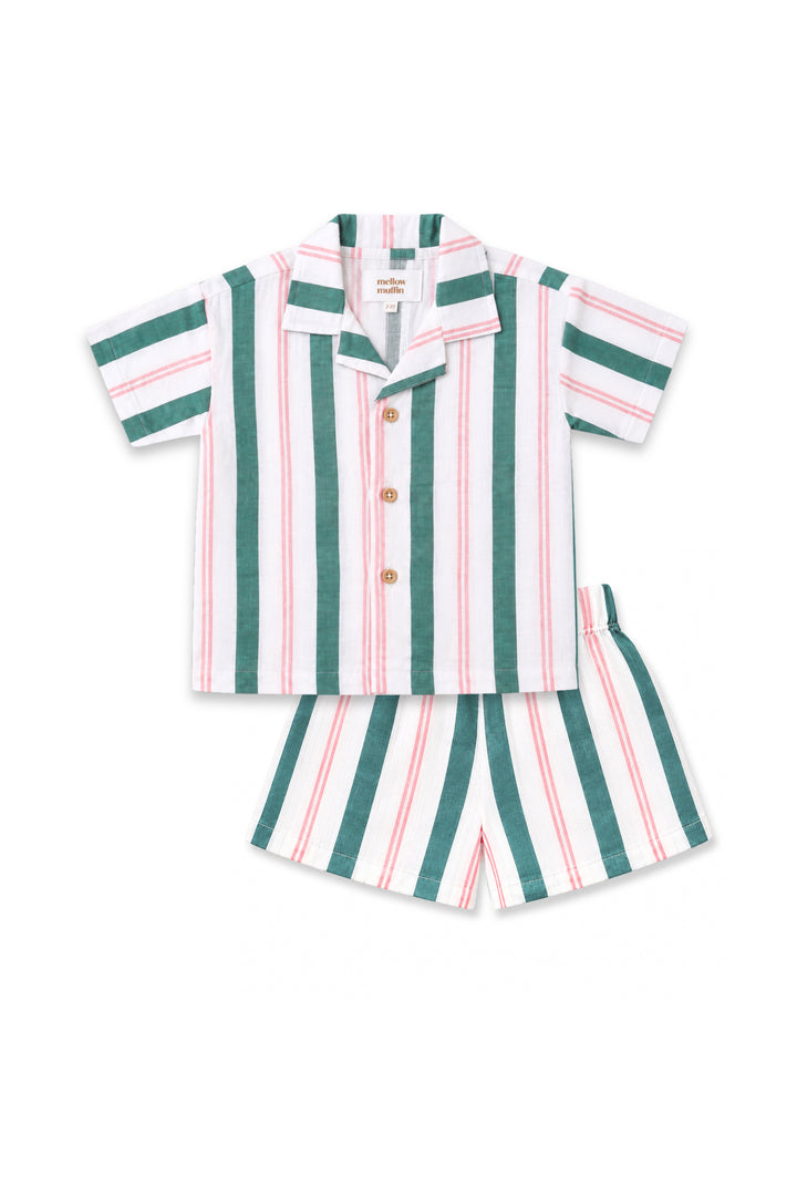 Sunny Shirt & Breezy Shorts Set - Matcha Sakura