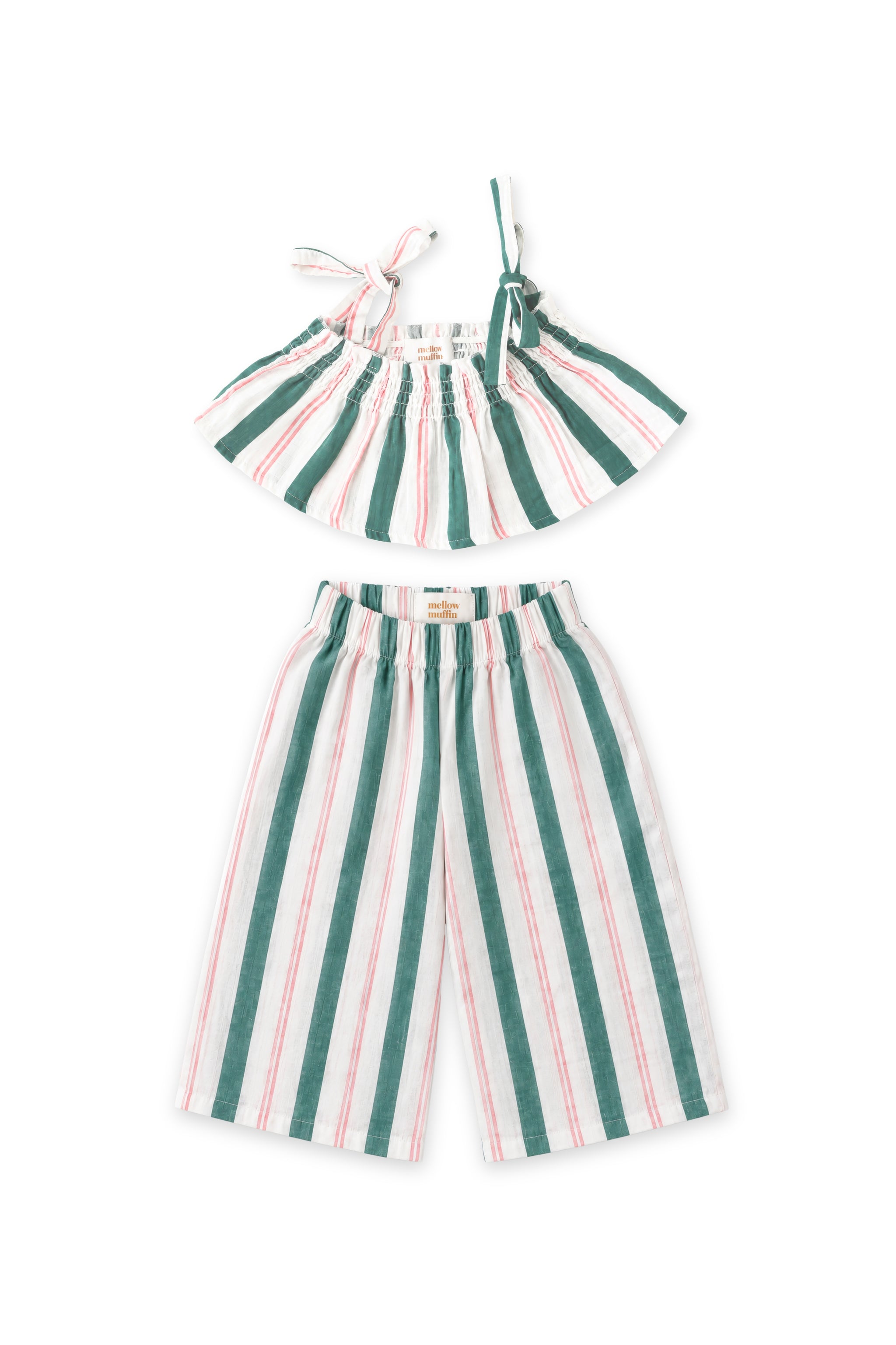 Crop Top & Pants Set - Matcha Sakura