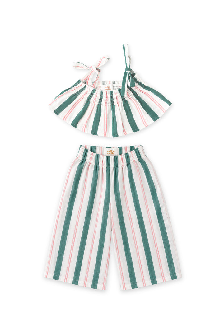 Crop Top & Pants Set - Matcha Sakura
