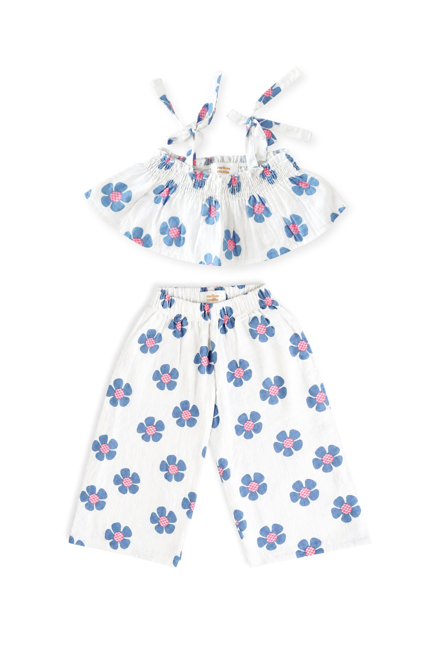Crop Top & Pants Set - Berry Blossom