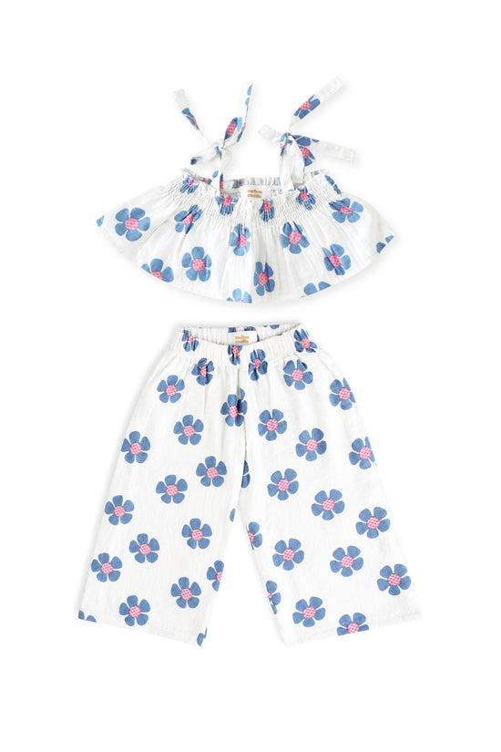 Crop Top & Pants Set - Berry Blossom